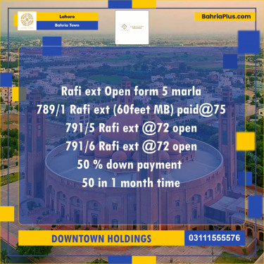 Residential Plot for Sale in Sector E - Rafi Ext. Block -  Bahria Town, Lahore - (BP-180879)