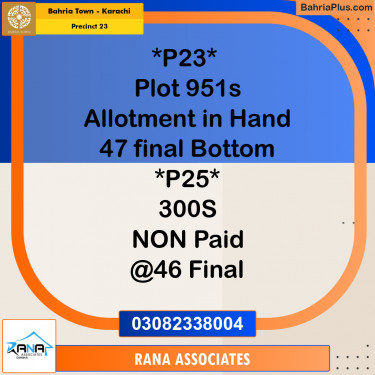 125 Sq. Yards Residential Plot for Sale in Precinct 23 -  Bahria Town, Karachi - (BP-180883)