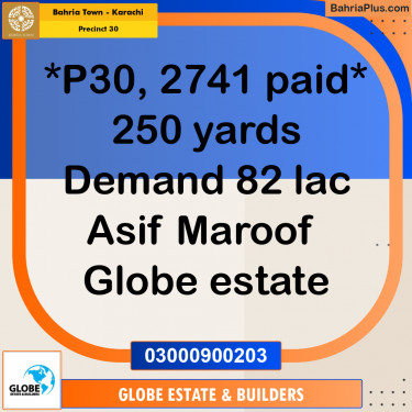 250 Sq. Yards Residential Plot for Sale in Precinct 30 -  Bahria Town, Karachi - (BP-180926)