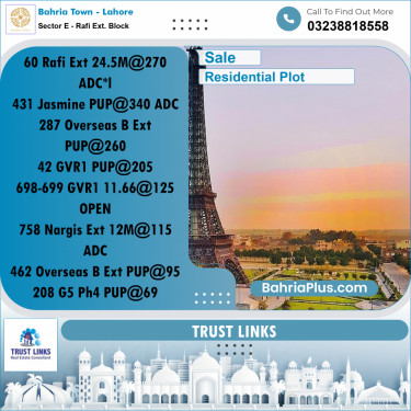 Residential Plot for Sale in Sector E - Rafi Ext. Block -  Bahria Town, Lahore - (BP-180962)
