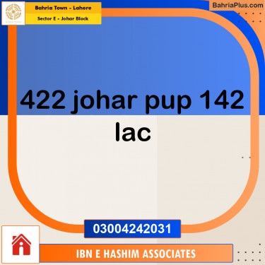 Residential Plot for Sale in Sector E - Johar Block -  Bahria Town, Lahore - (BP-180970)