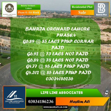 Residential Plot for Sale in Phase 4 - G6 Block -  Bahria Orchard, Lahore - (BP-180974)