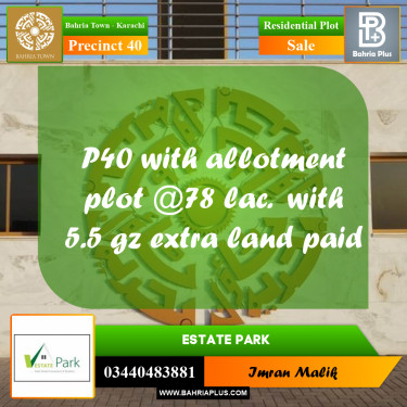 Residential Plot for Sale in Precinct 40 -  Bahria Town, Karachi - (BP-180989)