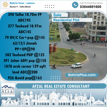 Residential Plot for Sale in Sector F - Talha Block -  Bahria Town, Lahore - (BP-181059)