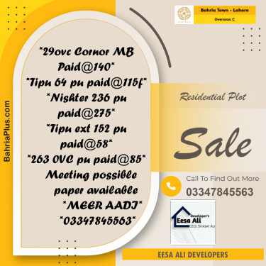 Residential Plot for Sale in Overseas C -  Bahria Town, Lahore - (BP-181126)