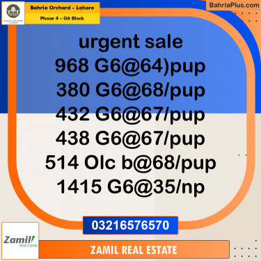Residential Plot for Sale in Phase 4 - G6 Block -  Bahria Orchard, Lahore - (BP-181278)