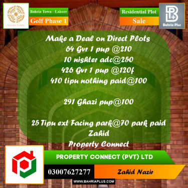 Residential Plot for Sale in Golf Phase 1 -  Bahria Town, Lahore - (BP-181319)