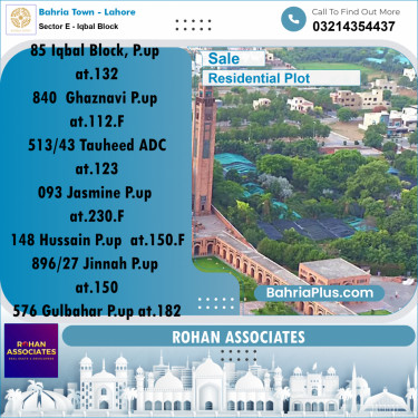 Residential Plot for Sale in Sector E - Iqbal Block -  Bahria Town, Lahore - (BP-181334)