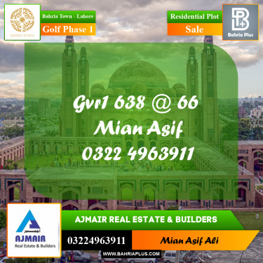 Residential Plot for Sale in Golf Phase 1 -  Bahria Town, Lahore - (BP-181367)
