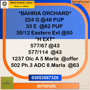 Residential Plot for Sale in Phase 2 - G Block -  Bahria Orchard, Lahore - (BP-181380)