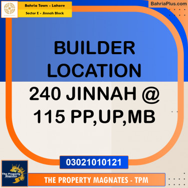 Residential Plot for Sale in Sector E - Jinnah Block -  Bahria Town, Lahore - (BP-181385)