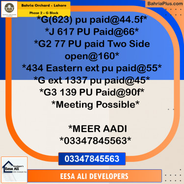 Residential Plot for Sale in Phase 2 - G Block -  Bahria Orchard, Lahore - (BP-181420)