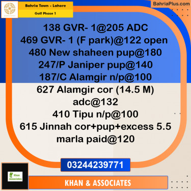 Residential Plot for Sale in Golf Phase 1 -  Bahria Town, Lahore - (BP-181422)