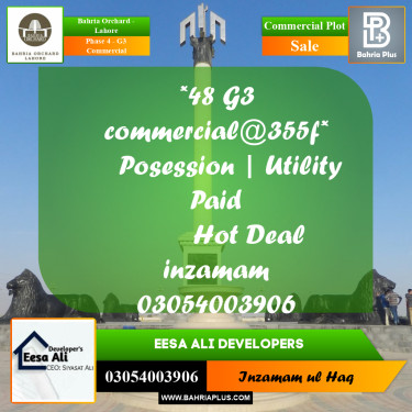 Commercial Plot for Sale in Phase 4 - G3 Commercial -  Bahria Orchard, Lahore - (BP-181499)