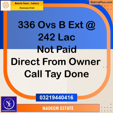 Residential Plot for Sale in Overseas B Ext -  Bahria Town, Lahore - (BP-181506)