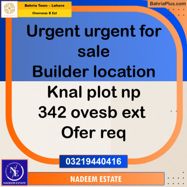 Residential Plot for Sale in Overseas B Ext -  Bahria Town, Lahore - (BP-181518)