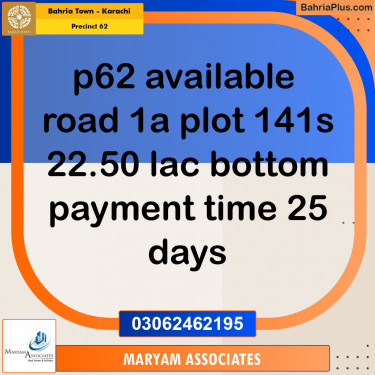 Residential Plot for Sale in Precinct 62 -  Bahria Town, Karachi - (BP-181613)