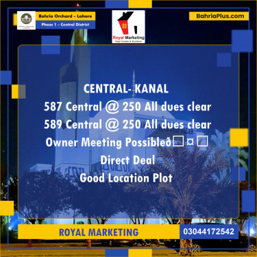 Residential Plot for Sale in Phase 1 - Central District -  Bahria Orchard, Lahore - (BP-181644)