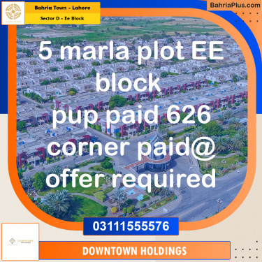 Residential Plot for Sale in Sector D - EE Block -  Bahria Town, Lahore - (BP-181661)