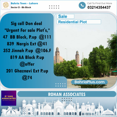 Residential Plot for Sale in Sector D - BB Block -  Bahria Town, Lahore - (BP-181678)