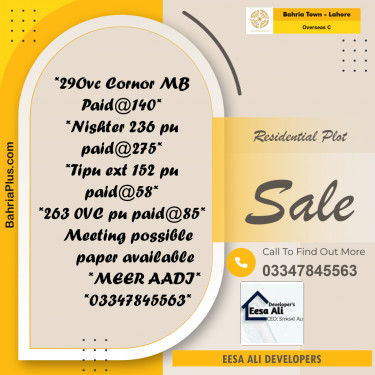 Residential Plot for Sale in Overseas C -  Bahria Town, Lahore - (BP-181738)