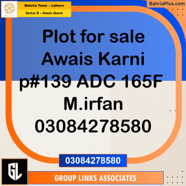 Residential Plot for Sale in Sector B - Awais Qarni -  Bahria Town, Lahore - (BP-181824)