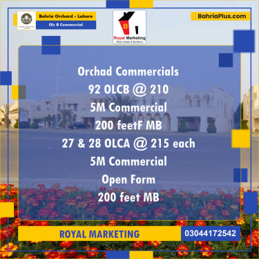 Commercial Plot for Sale in OLC B Commercial -  Bahria Orchard, Lahore - (BP-182010)