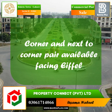 Commercial Plot for Sale in Sector E - Eiffel Commercial -  Bahria Town, Lahore - (BP-182025)