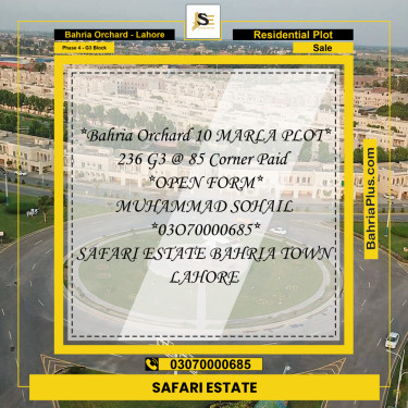 Residential Plot for Sale in Phase 4 - G3 Block -  Bahria Orchard, Lahore - (BP-182032)