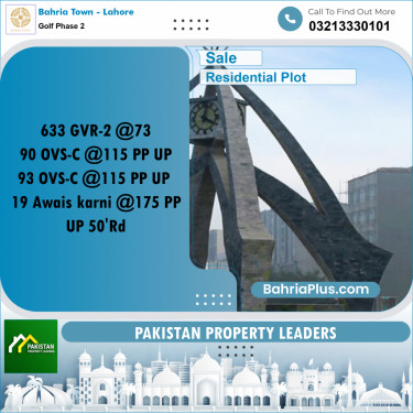 Residential Plot for Sale in Golf Phase 2 -  Bahria Town, Lahore - (BP-182089)