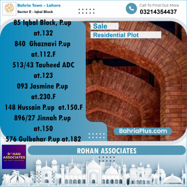 Residential Plot for Sale in Sector E - Iqbal Block -  Bahria Town, Lahore - (BP-182167)