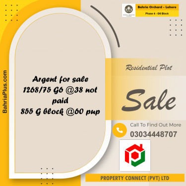 Residential Plot for Sale in Phase 4 - G6 Block -  Bahria Orchard, Lahore - (BP-182175)