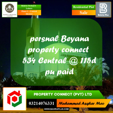 Residential Plot for Sale in Phase 1 - Central District -  Bahria Orchard, Lahore - (BP-182191)
