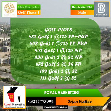 Residential Plot for Sale in Golf Phase 1 -  Bahria Town, Lahore - (BP-182240)