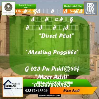 Residential Plot for Sale in OLC-A Block -  Bahria Orchard, Lahore - (BP-182268)
