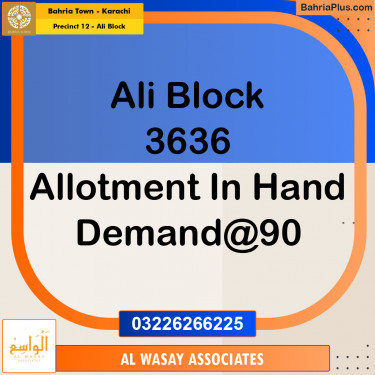 125 Sq. Yards Residential Plot for Sale in Precinct 12 - Ali Block -  Bahria Town, Karachi - (BP-182296)