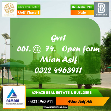 Residential Plot for Sale in Golf Phase 1 -  Bahria Town, Lahore - (BP-182304)