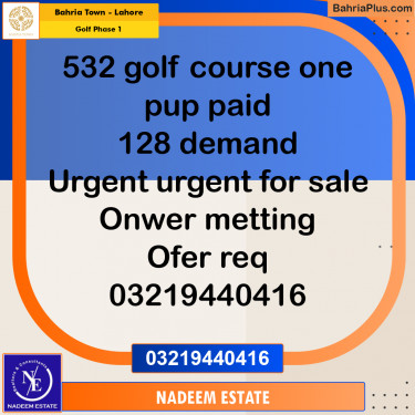 Residential Plot for Sale in Golf Phase 1 -  Bahria Town, Lahore - (BP-182340)