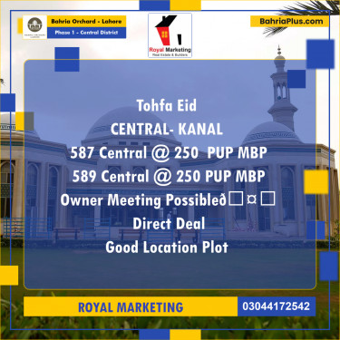 Residential Plot for Sale in Phase 1 - Central District -  Bahria Orchard, Lahore - (BP-182349)