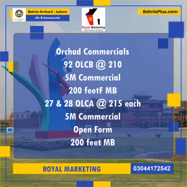 Commercial Plot for Sale in OLC B Commercial -  Bahria Orchard, Lahore - (BP-182352)