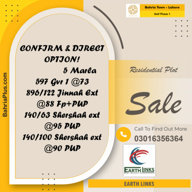 Residential Plot for Sale in Golf Phase 1 -  Bahria Town, Lahore - (BP-182359)