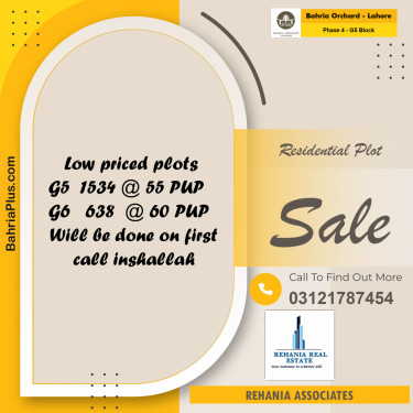 Residential Plot for Sale in Phase 4 - G5 Block -  Bahria Orchard, Lahore - (BP-182399)