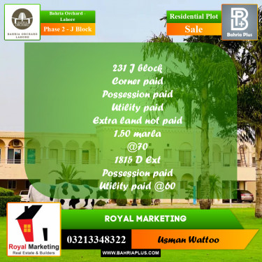 Residential Plot for Sale in Phase 2 - J Block -  Bahria Orchard, Lahore - (BP-182454)