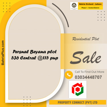 Residential Plot for Sale in Phase 1 - Central District -  Bahria Orchard, Lahore - (BP-182490)