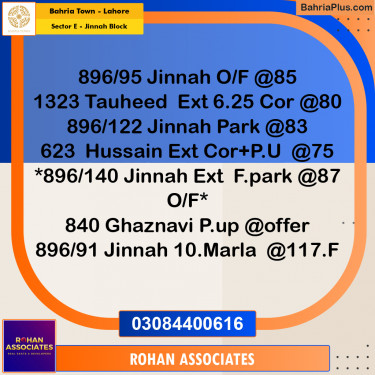 Residential Plot for Sale in Sector E - Jinnah Block -  Bahria Town, Lahore - (BP-182512)