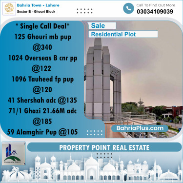 Residential Plot for Sale in Sector B - Ghouri Block -  Bahria Town, Lahore - (BP-182580)