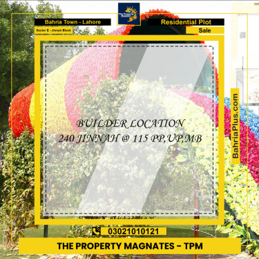 Residential Plot for Sale in Sector E - Jinnah Block -  Bahria Town, Lahore - (BP-182598)