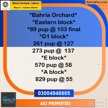 Residential Plot for Sale in Phase 1 - Eastern District -  Bahria Orchard, Lahore - (BP-182617)