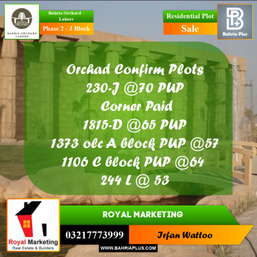 Residential Plot for Sale in Phase 2 - J Block -  Bahria Orchard, Lahore - (BP-182846)