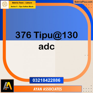 Residential Plot for Sale in Sector F - Tipu Sultan Block -  Bahria Town, Lahore - (BP-182878)